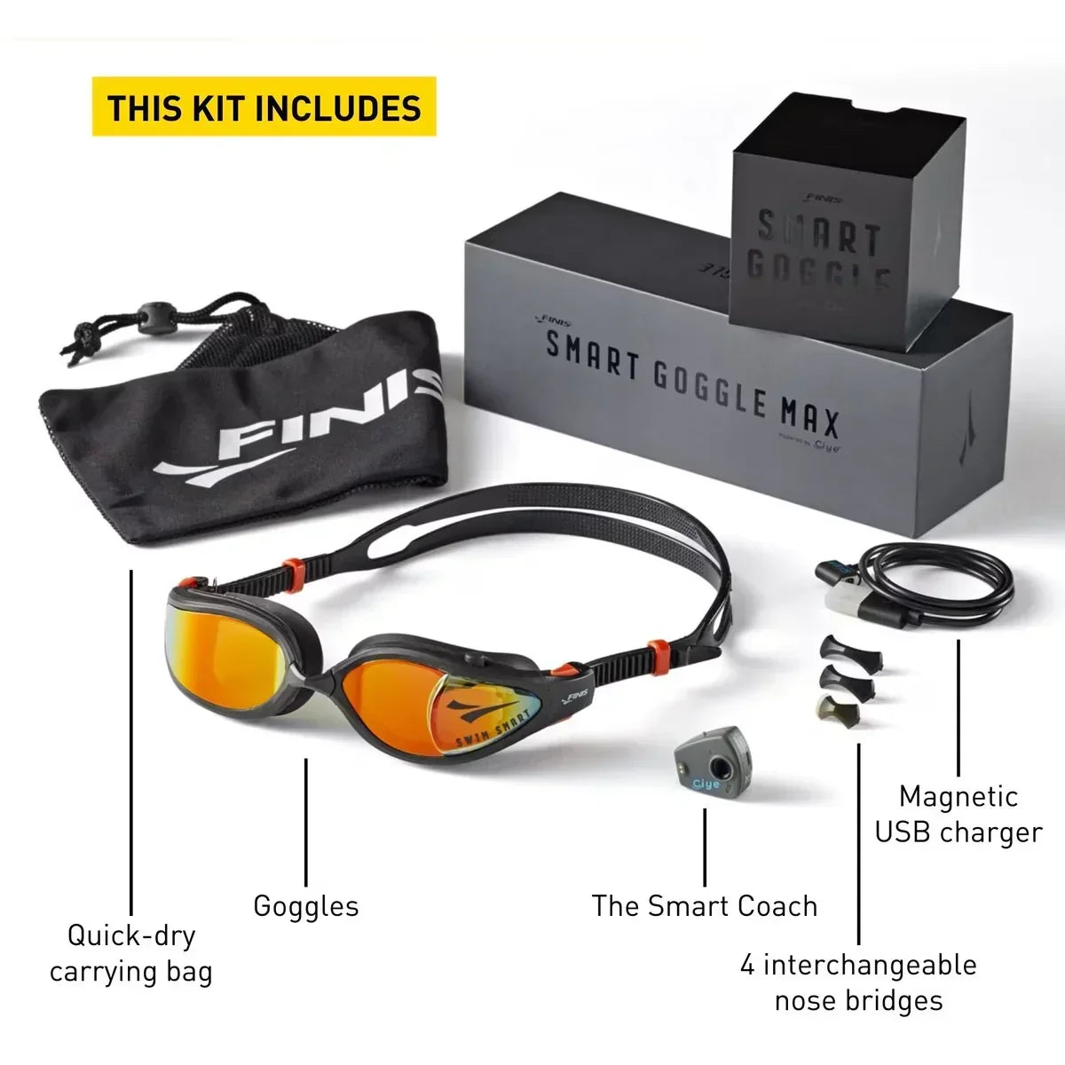 FINIS SMART goggle White/Smoke - Tali Sport-2/9