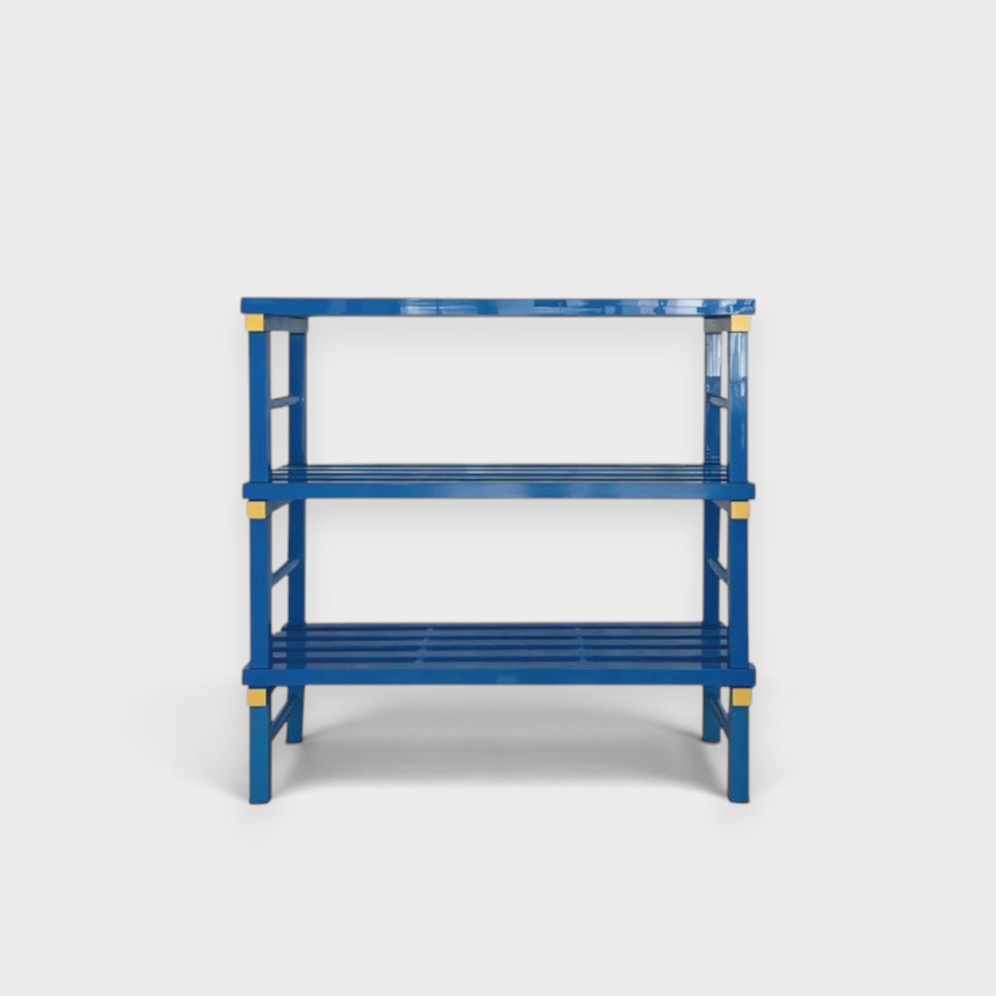 Tali Sport blue PVC storage shelf with three tiers, designed for wet environments like swimming pools and lockers.-1/6 