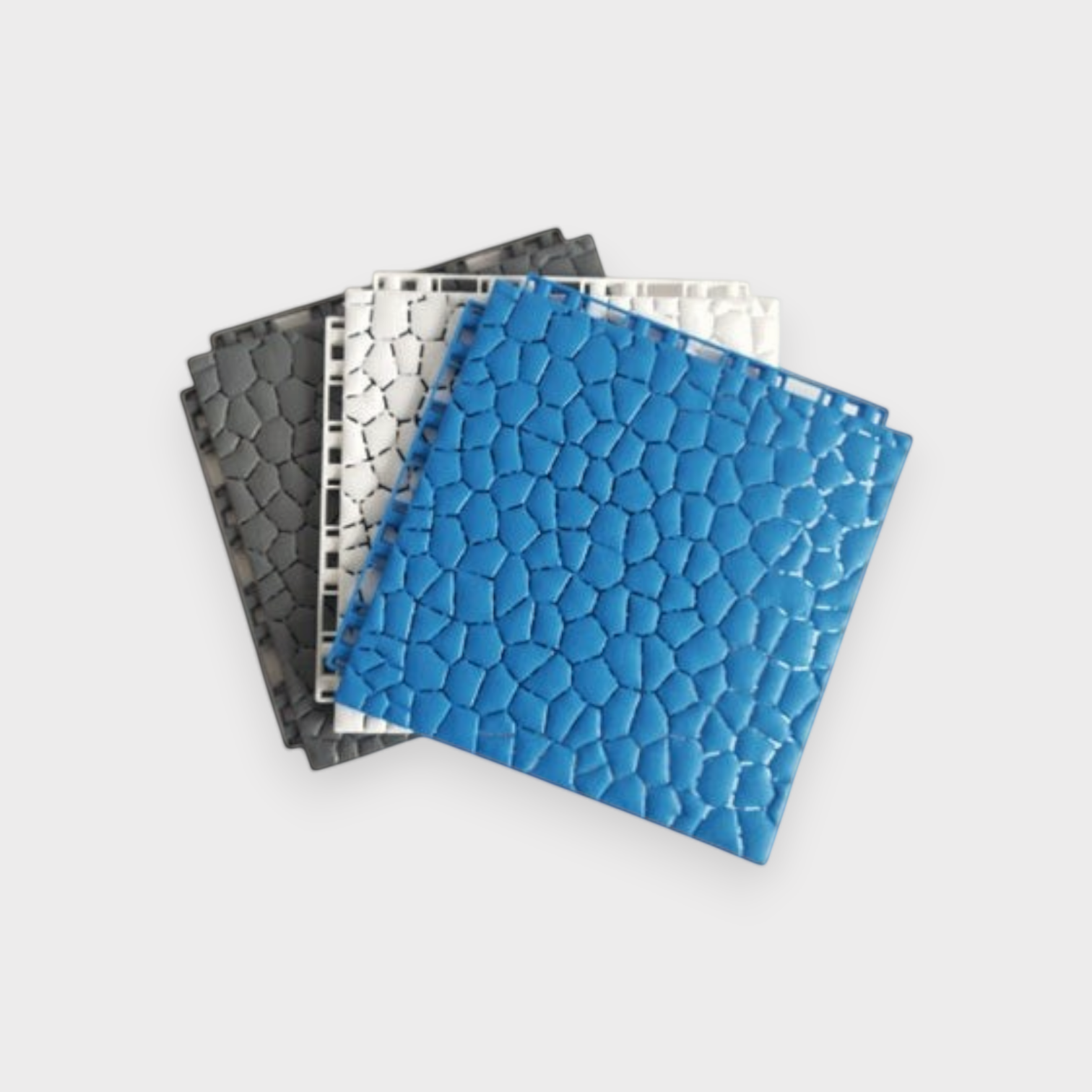 Tali Sport modular non-slip PVC pool tiles in blue, white, and grey with a stone-like textured surface-1/14 