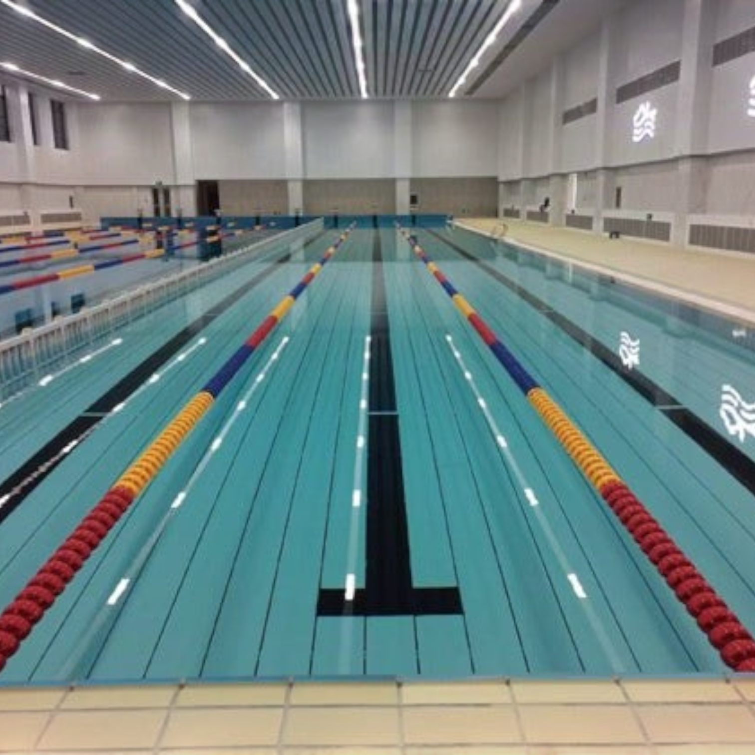 Tali Sport swimming pool lane ropes with colorful floating buoys installed in an indoor competition pool-10/12 