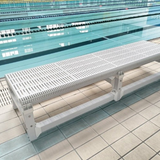 Tali Sport white foldable swimming pool teaching platform with a slatted surface for water flow on a pool deck 