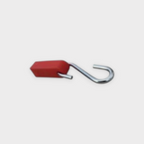 Tali Sport red polyethylene swimming pool lane rope float with a stainless steel hook attachment 