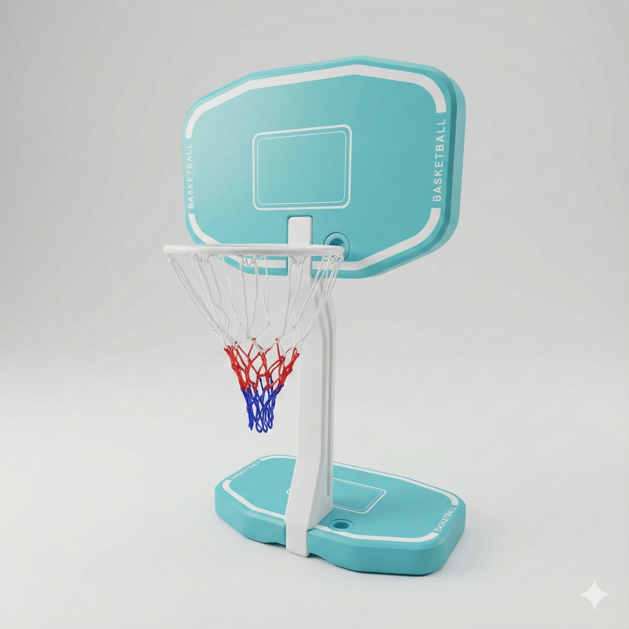 מתקן ספורט 2-ב-1!  סל כדורסל ורשת כדורעף לבריכה-2/6 