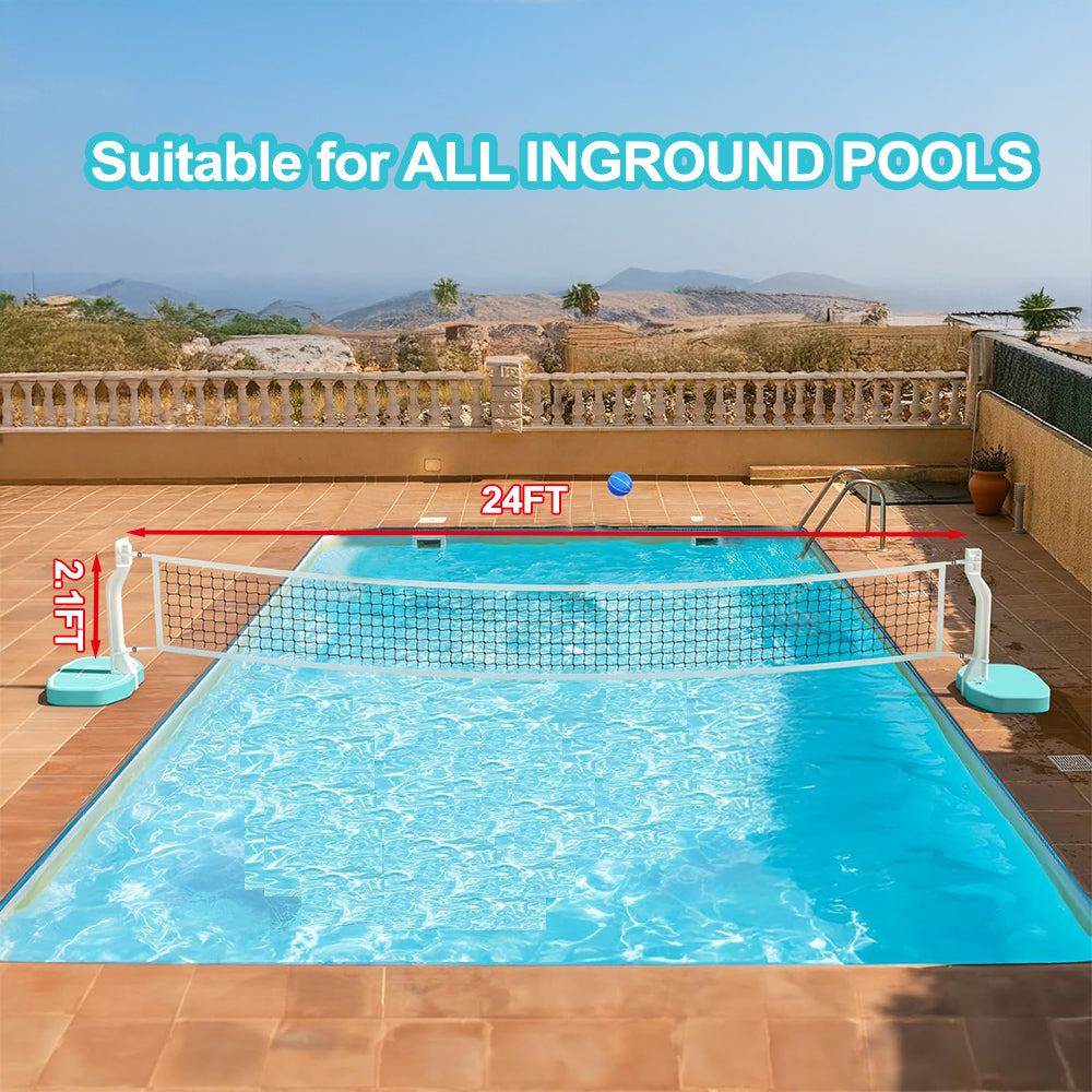 מתקן ספורט 2-ב-1!  סל כדורסל ורשת כדורעף לבריכה-6/6 