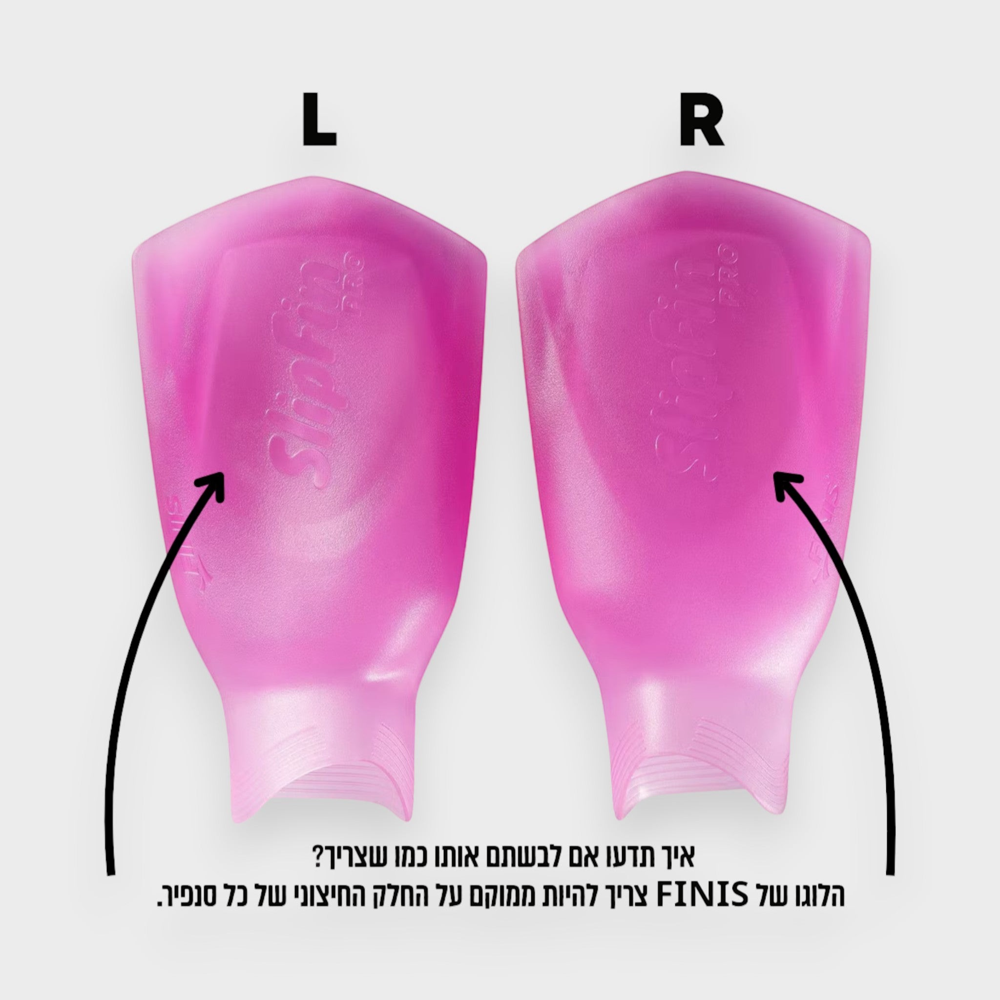 Tali Sport SlipFin PRO pink swimming fins for the forefoot with L and R markings for correct placement-5/10 